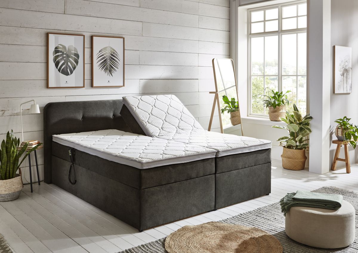 Sun Garden Boxspringbett Gabriola mit Bettkasten Taupe 180 x 200 cm