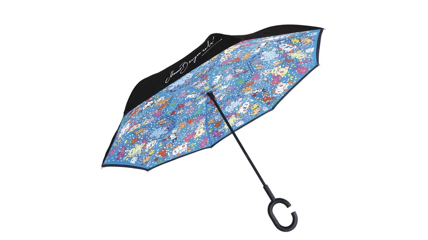 Goebel Upside-Down Schirm Mauro Bergonzoli - Magic Bunny Explosion blau, mehrfarbig