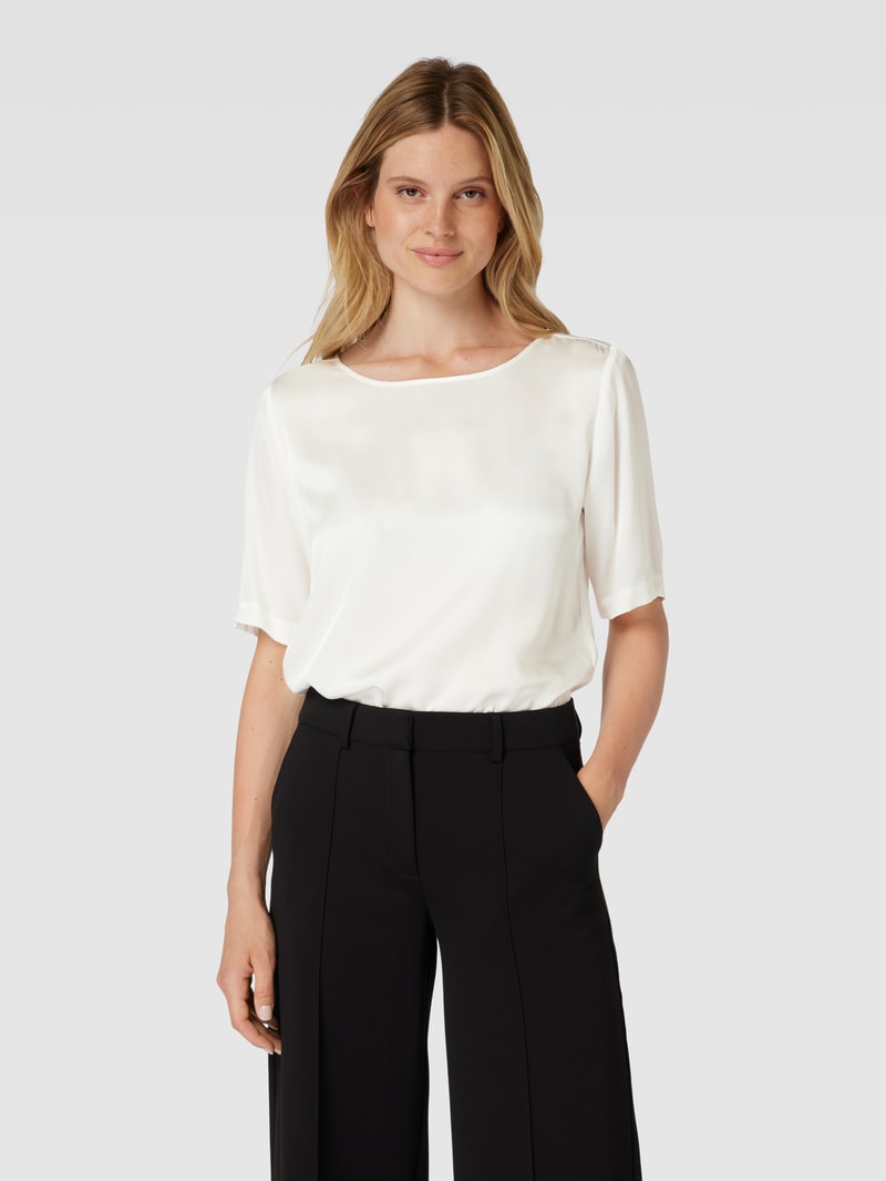 Blusenshirt aus Viskose mit U-Boot-Ausschnitt in offwhite