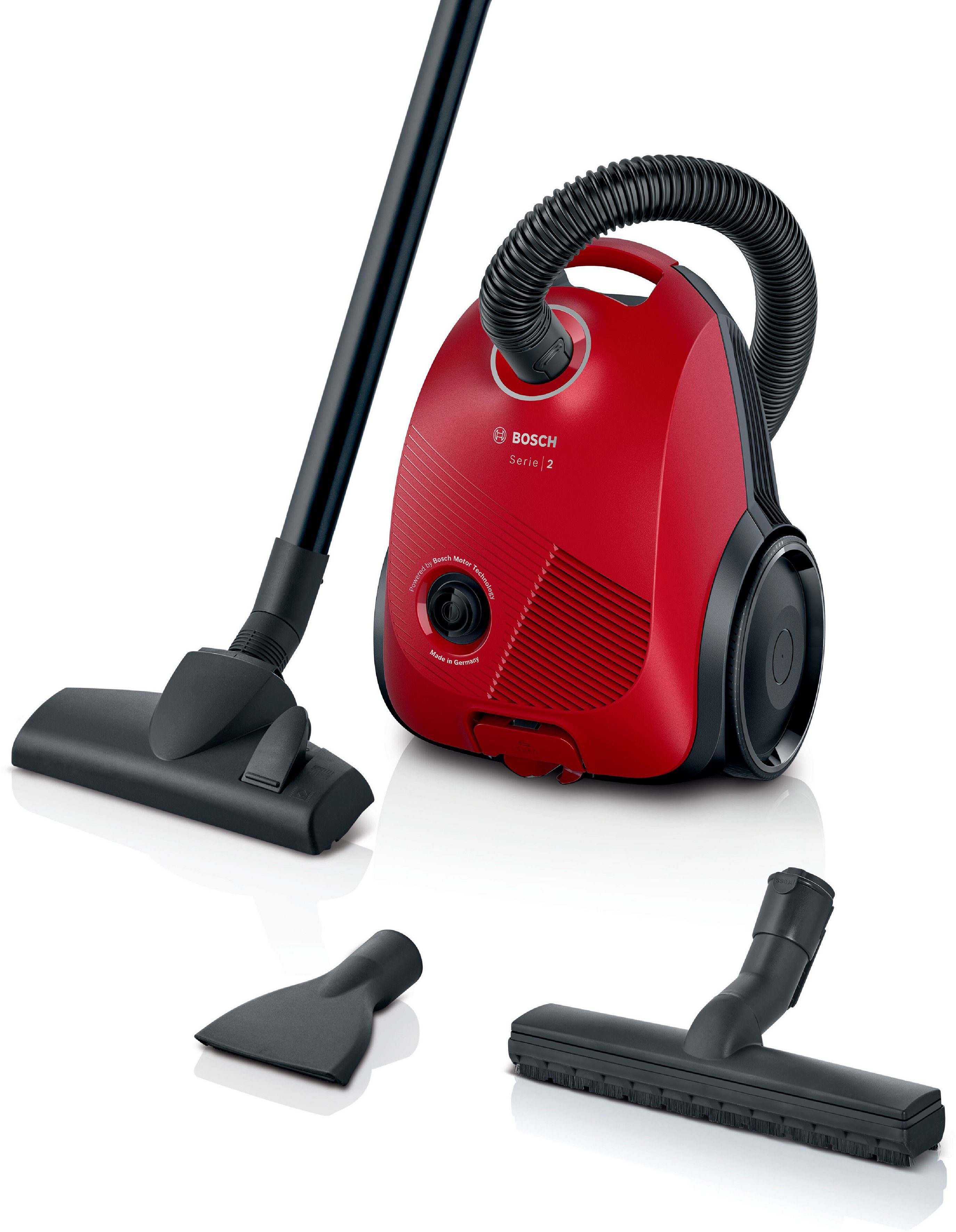 BOSCH Bodenstaubsauger BGLS2LR1H, 600 W, mit Beutel, nachhaltige Materialien, Hygienefilter, rot