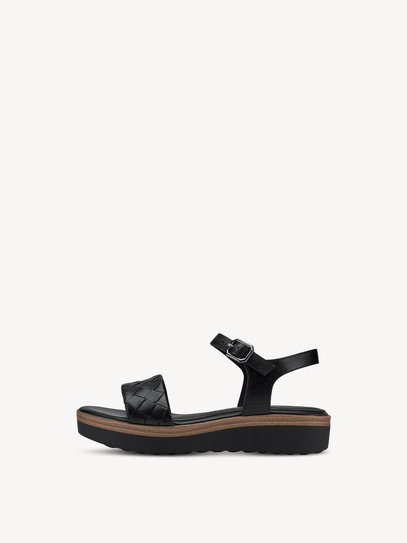Sandale à talon en cuir - noir
