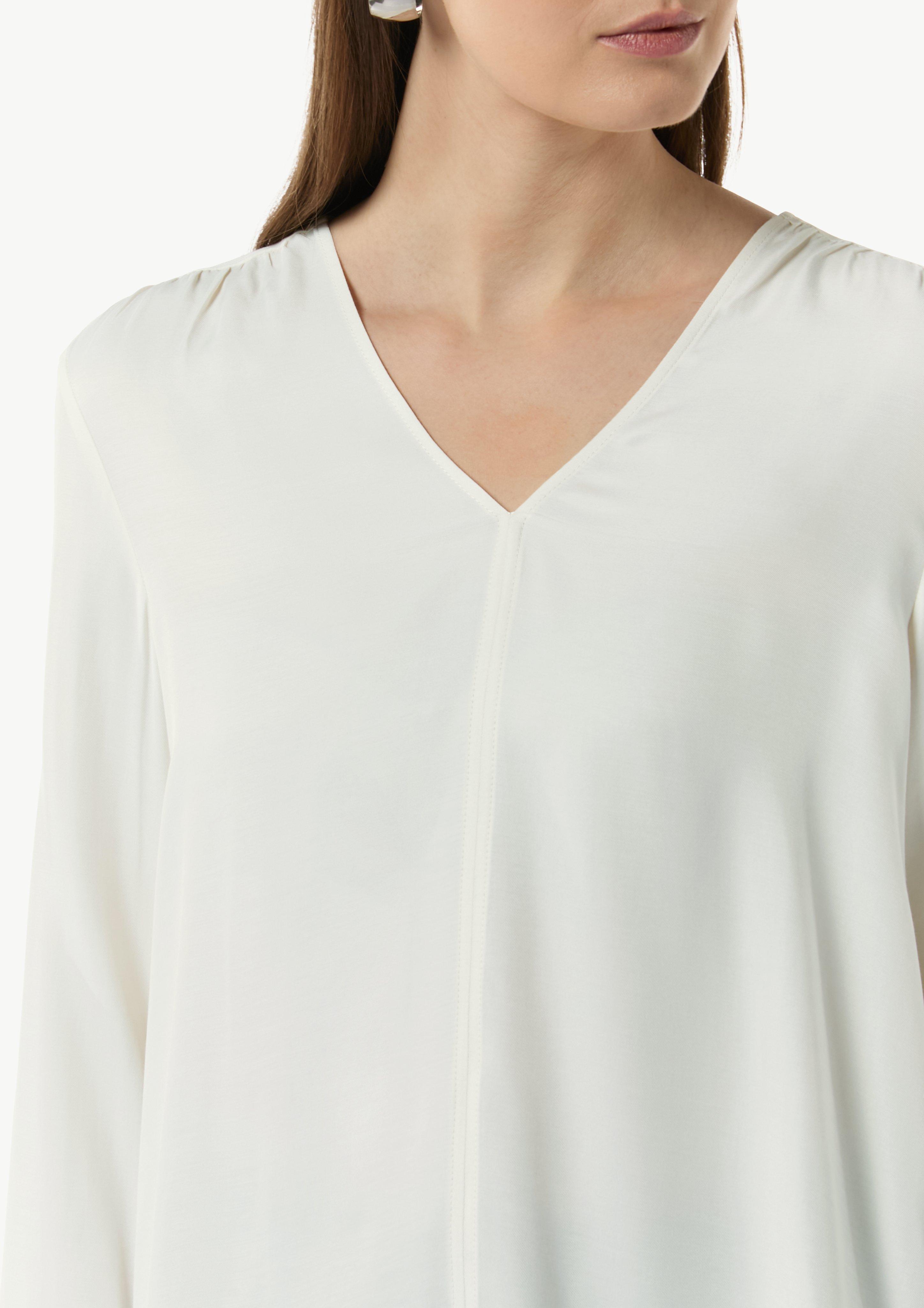 Viskosebluse mit V-Ausschnitt - weiß
