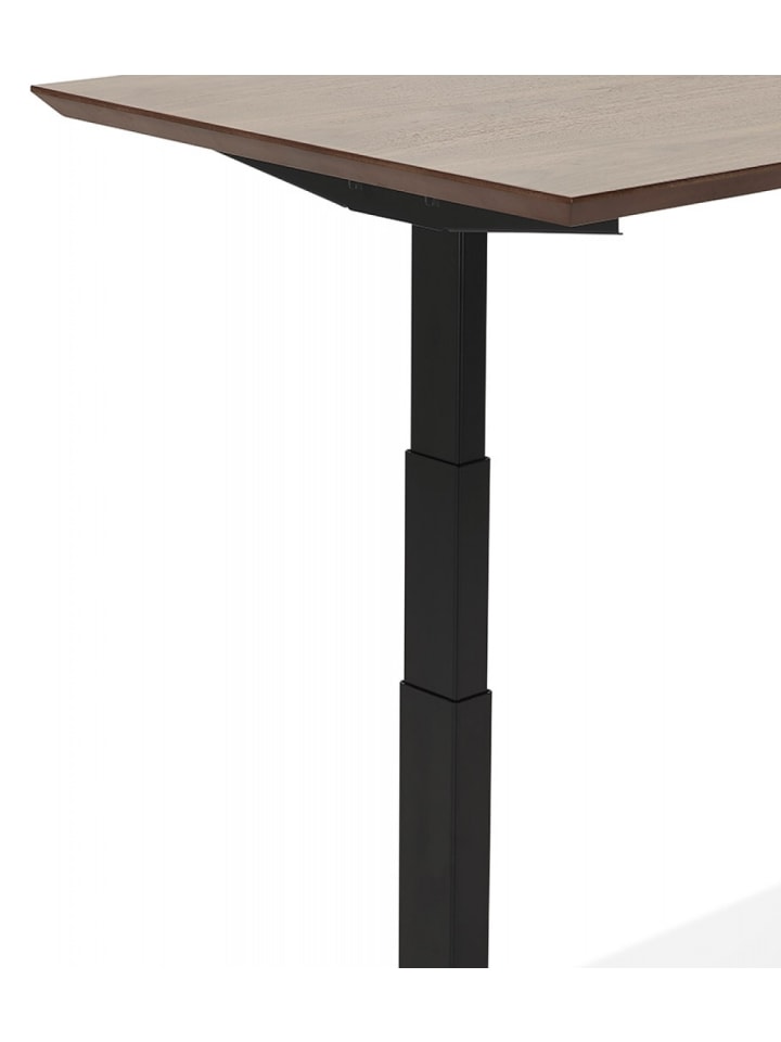 KADIMA DESIGN Elektrischer Sitz Steh Schreibtisch mit Holzplatte in Braun-Schwarz günstig kaufen