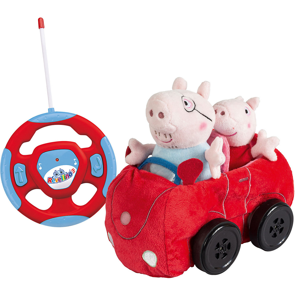 Mein erstes RC Auto Peppa Pig ferngesteuert, Revellino Plüsch Fahrzeug für Kinder ab 2 Jahren, 23 cm