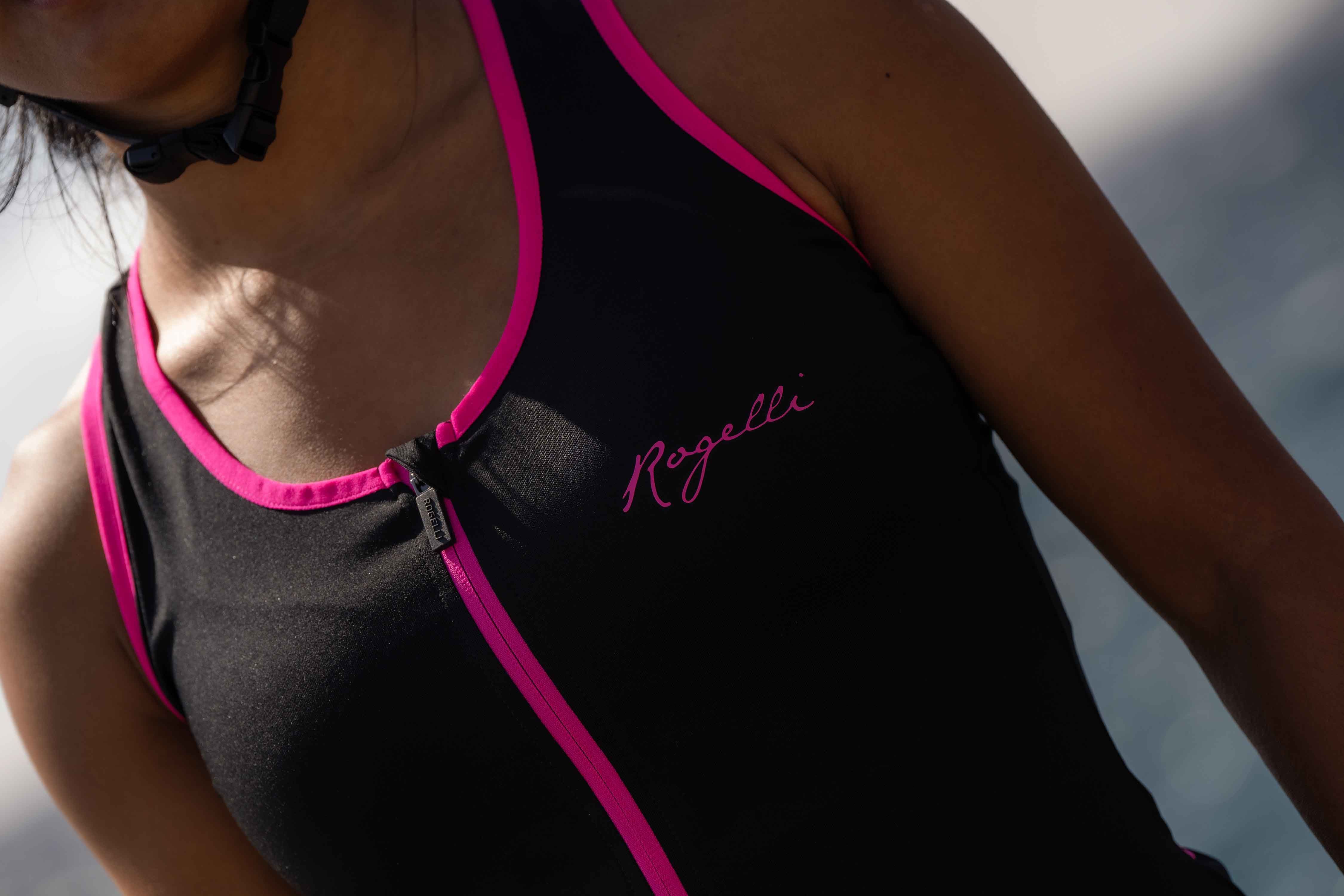 Rogelli Abbey Schwarz/Rosa Damen Radtrikot Ärmellos
