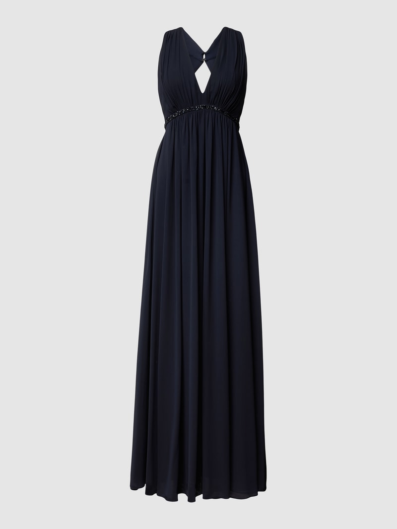 Abendkleid mit Raffungen in marineblau meliert
