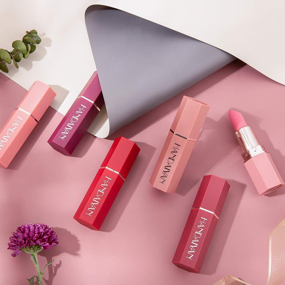 Haiaveng Lippenstift Matte Lipstick Samtige rote Lippenstifte Wasserdichte, lang anhaltende, glättende Antihaft-Tasse Sexy Colors Lipsticks