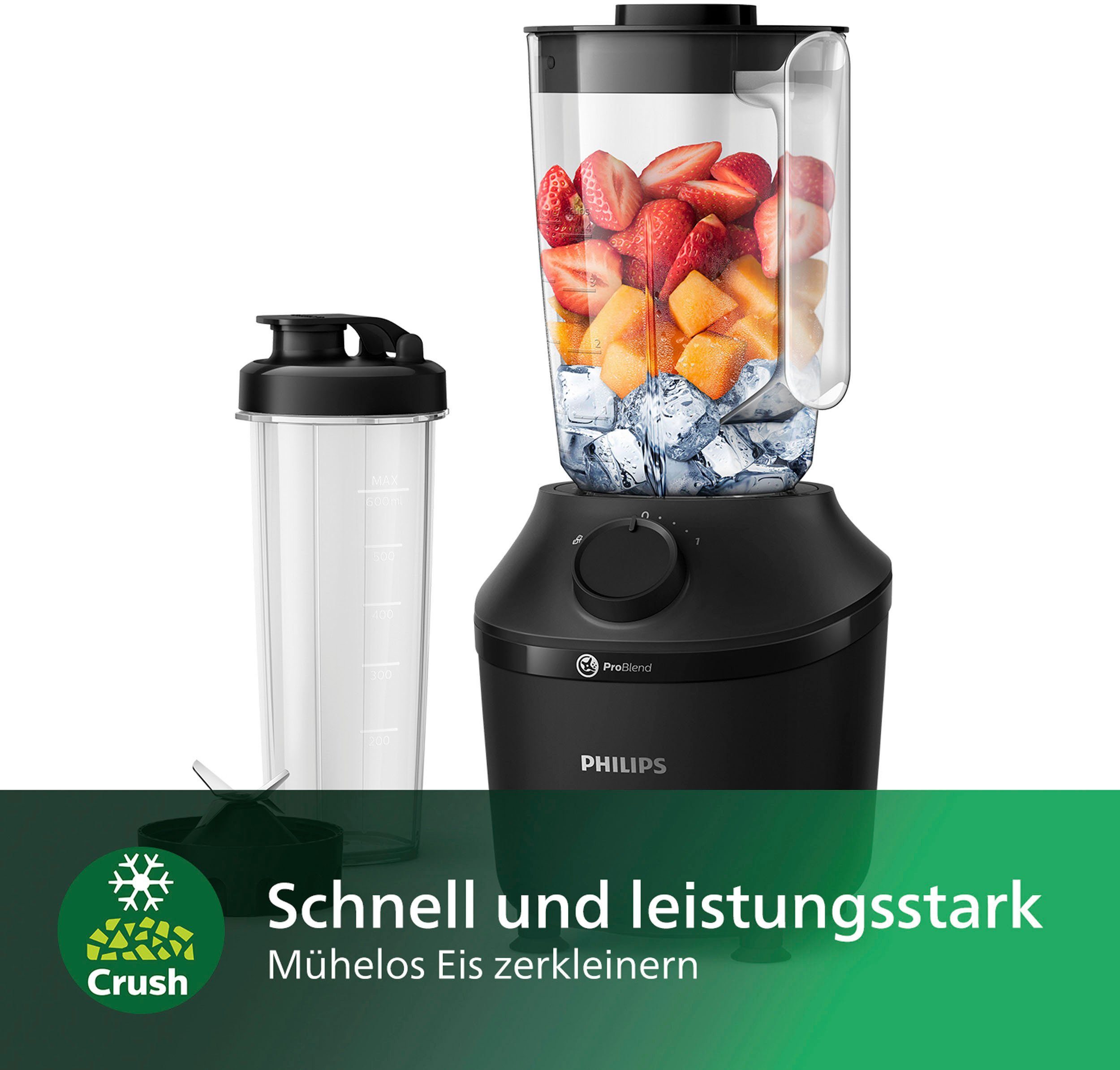 Philips Standmixer Philips Series 3000 HR2041/41, 1.9 Liter, 450 W, mit mobiler Trinkflasche