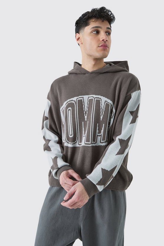 Kastiger Hoodie mit Moto-Print