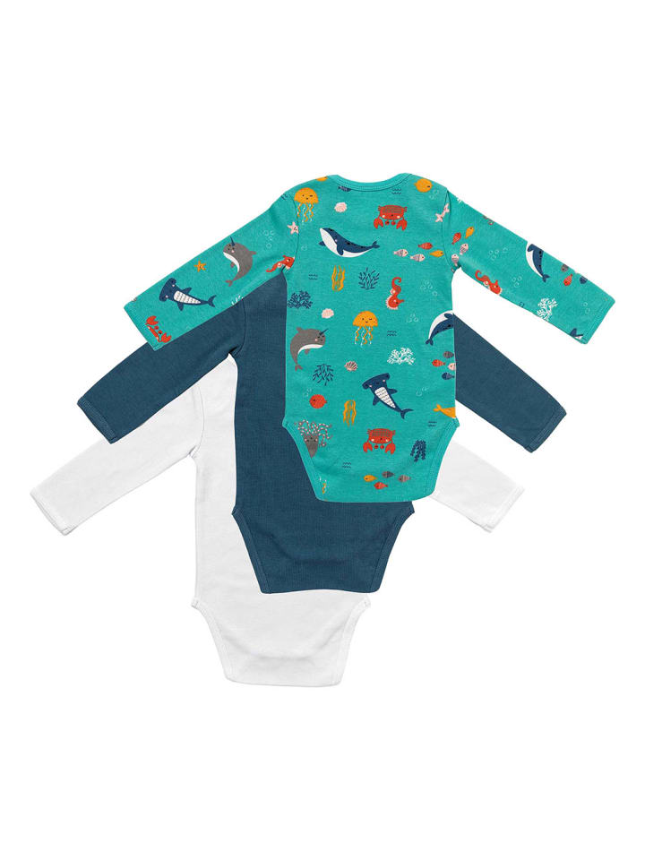 Schlummersack Bio Baby-Bodys langarm 3er-Pack in Hellblau günstig kaufen