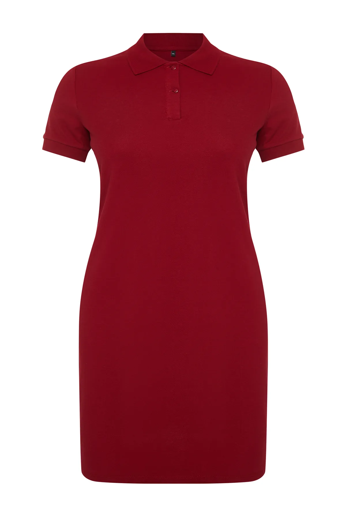 Trendyol Curve  Weinrotes Mini-Strickkleid mit Polokragen TBBSS24AH00164