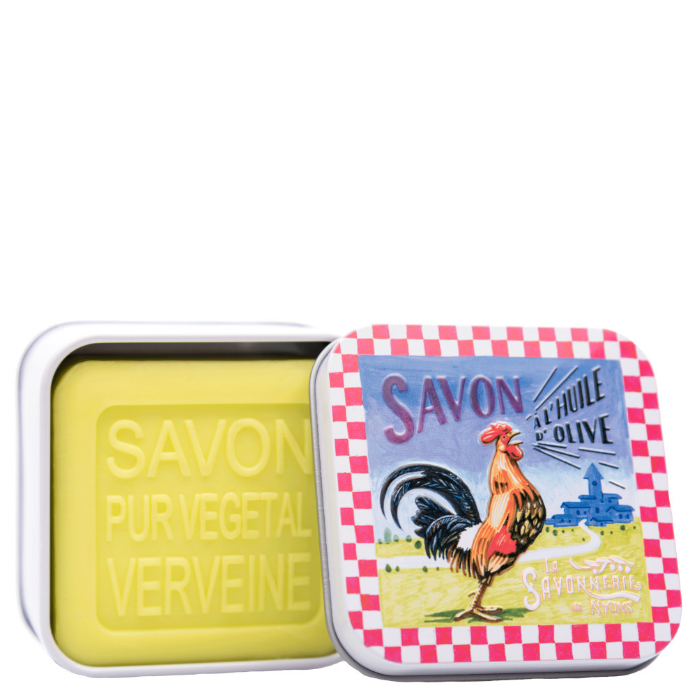 La savonnerie de nyons Savon 100g Verveine et Boîte Métal Coq Savon