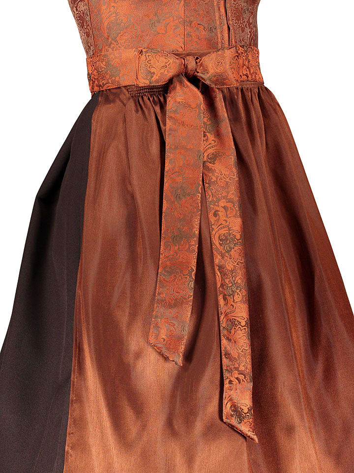 Turi Landhaus Dirndl in Braun/ Orange günstig kaufen
