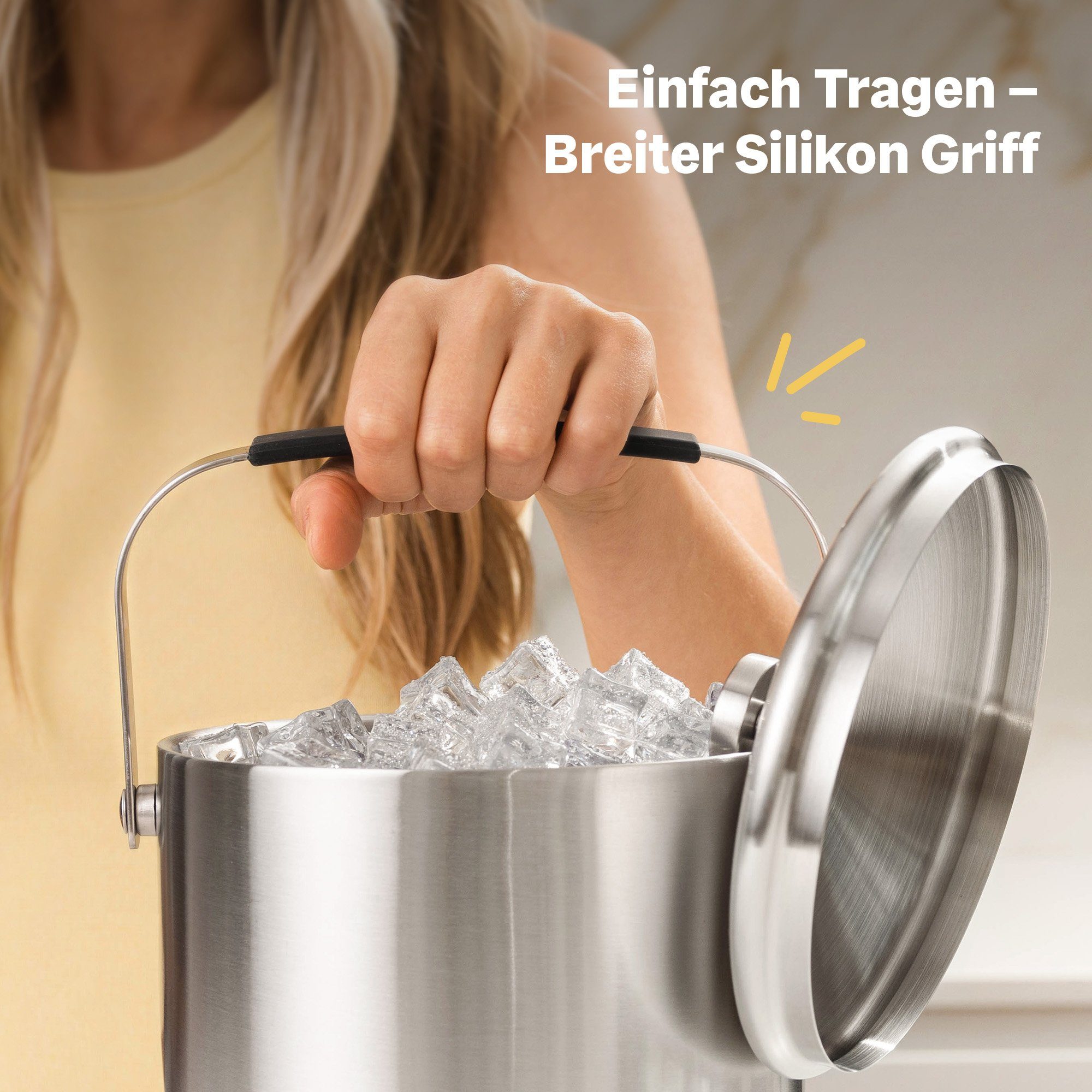 SILBERTHAL Eiseimer mit Deckel 3l, inklusive Eissieb und Zange