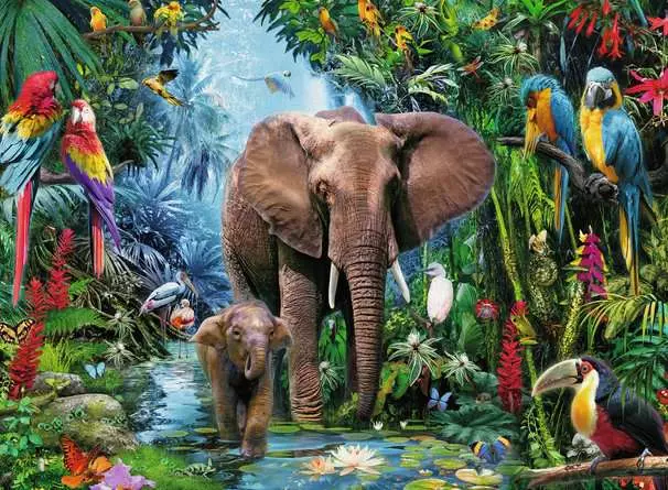 Kinderpuzzle ab 7 Jahren - Dschungelelefanten - 150 Teile