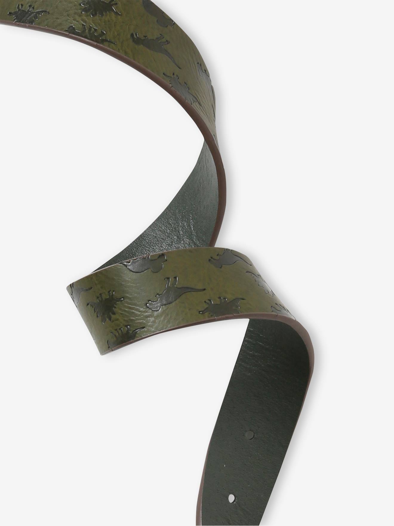Vertbaudet Jungen Gürtel, Dinosaurier - khaki