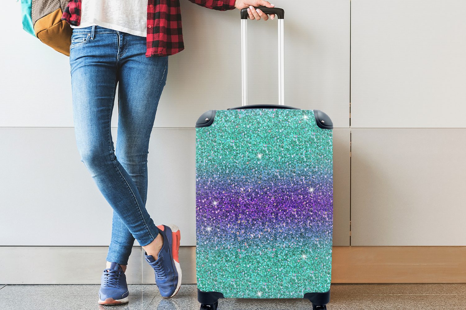 MuchoWow Handgepäckkoffer Ombre - Fische - Tierkreiszeichen - Muster, 4 Rollen, Reisetasche mit rollen, Handgepäck für Ferien, Trolley, Reisekoffer