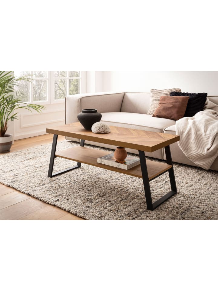 KADIMA DESIGN Couchtisch 100x40x41 cm Sofatisch mit Fischgrät-Muster, Design günstig kaufen onesize