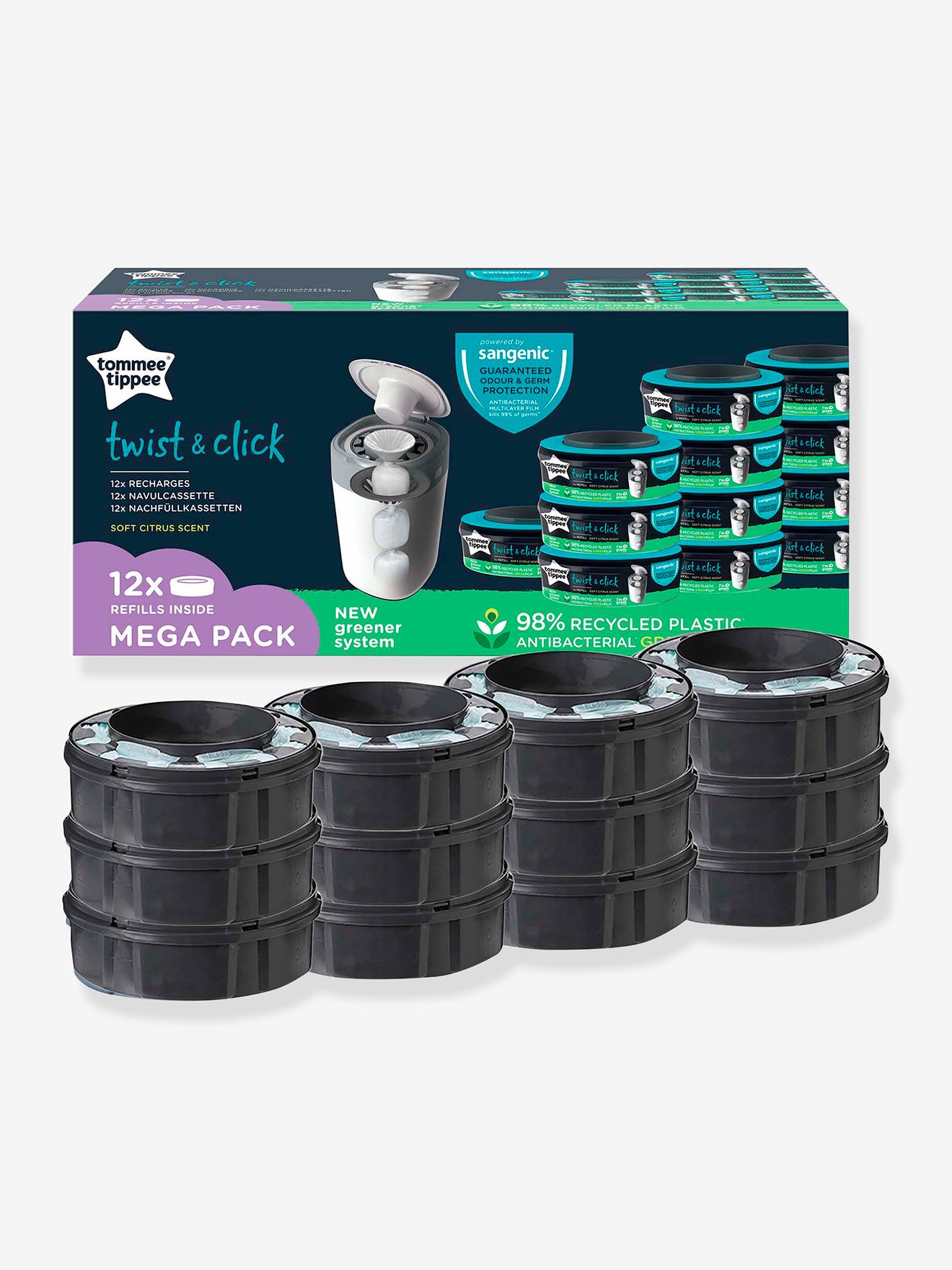 Tommee tippee 12 Nachfüllkassetten TWIST & CLICK Tommee tippee SANGENIC Tec - grau