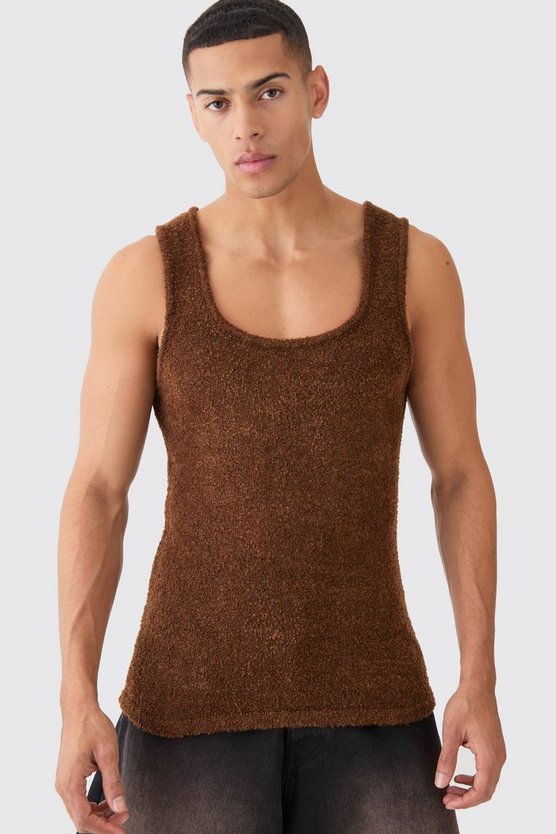 Strukturierter Bouclee Muscle-Fit Pullunder