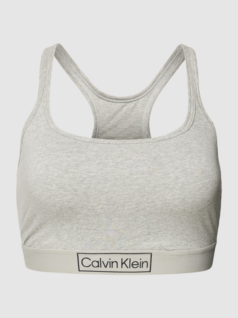 Bustier in Melange-Optik mit elastischem Bund und Label-Detail in silber meliert