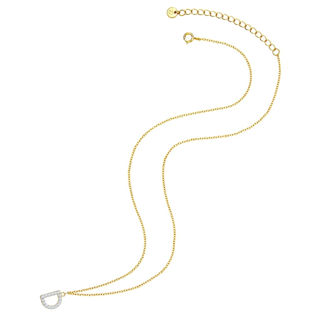 Glanzstücke München Collier en argent Lettre D Argent sterling Oxyde de zirconium (CZ) en Or jaune collier