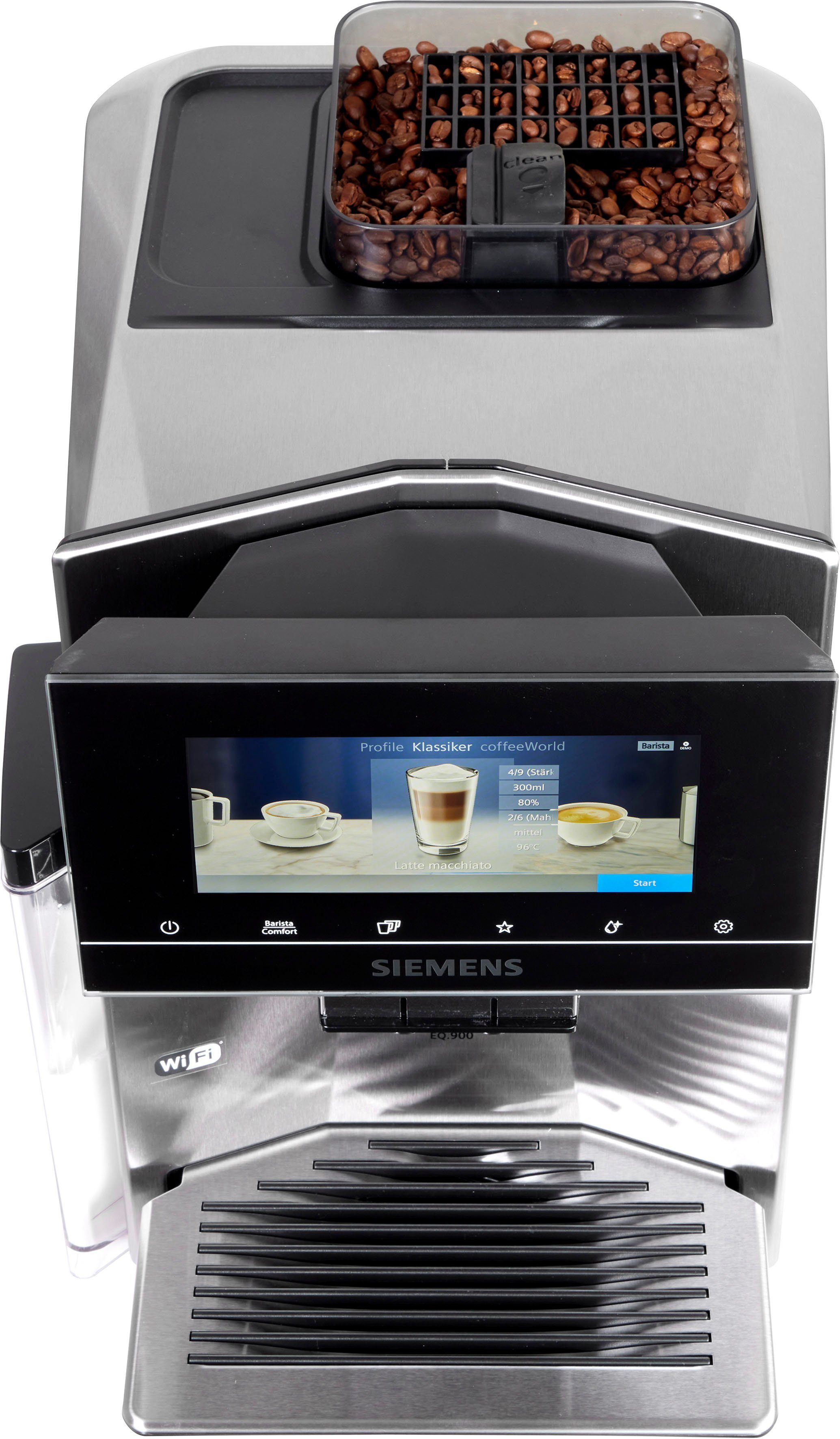 SIEMENS Kaffeevollautomat EQ900 TQ903D43, Home Connect App, baristaMode, superSilent, 6,8” Full-Touch-Display