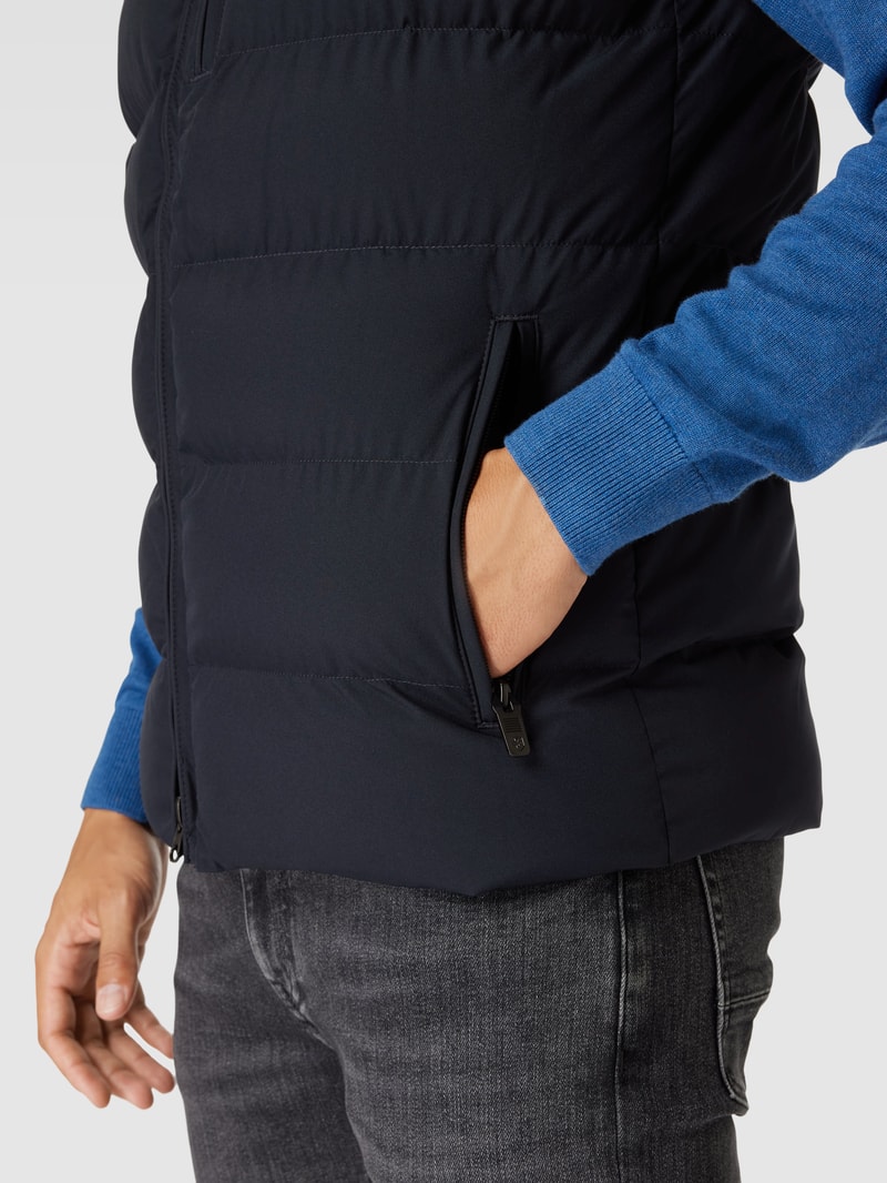 Steppweste mit Label-Applikation in marineblau
