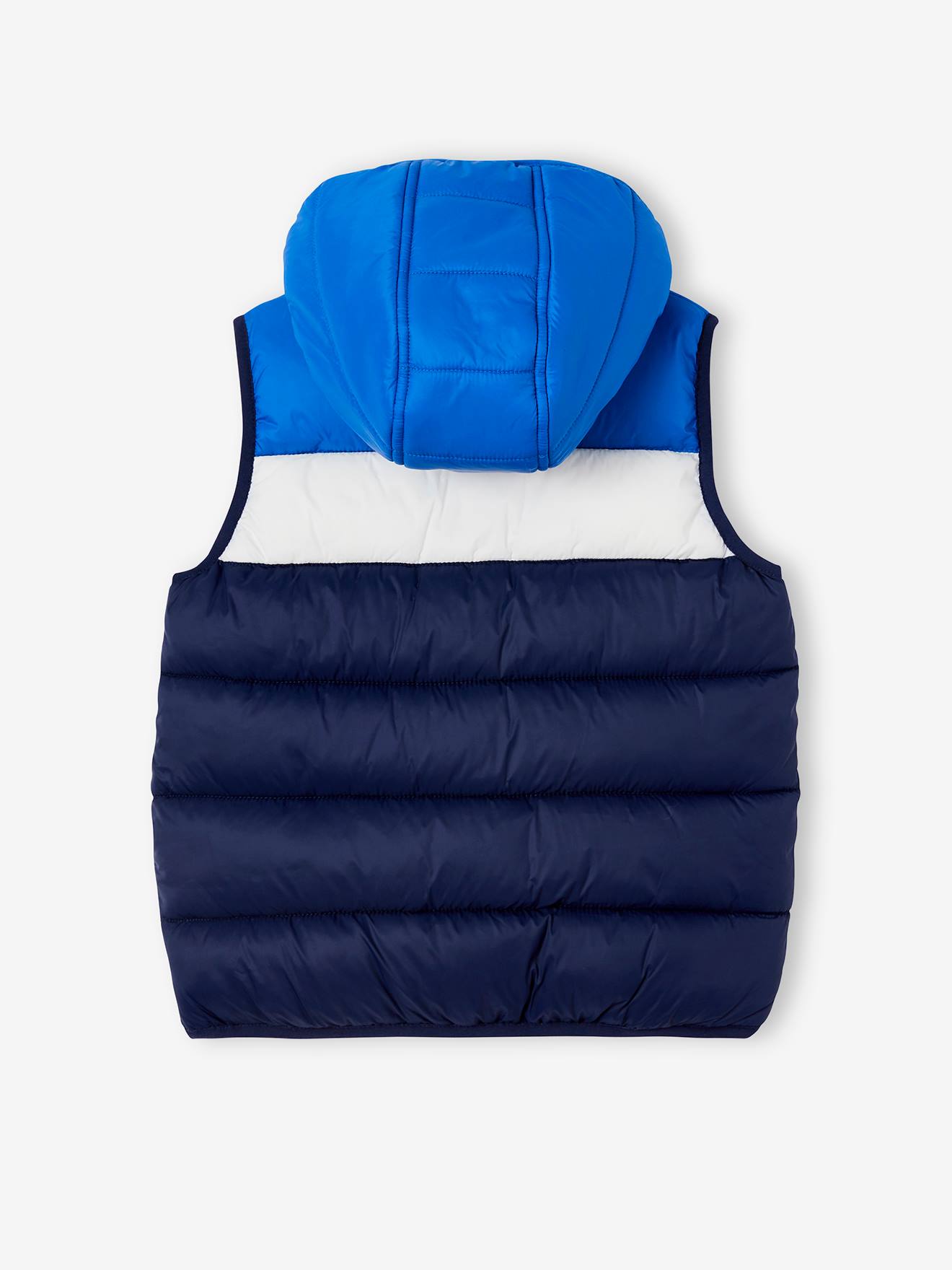 Doudoune sans manche à capuche colorblock garçon kaki