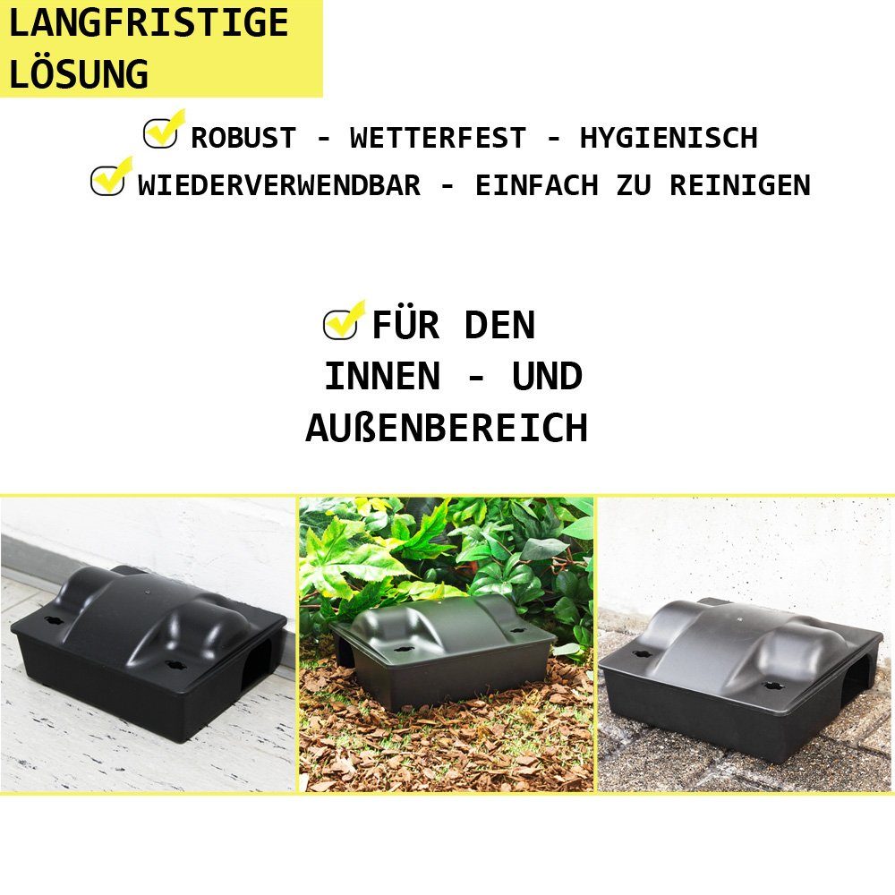 Petigi Köderbox 2x Rattenfalle Köderbox Mäusefalle Köderstation Schlagfalle Schwarz
