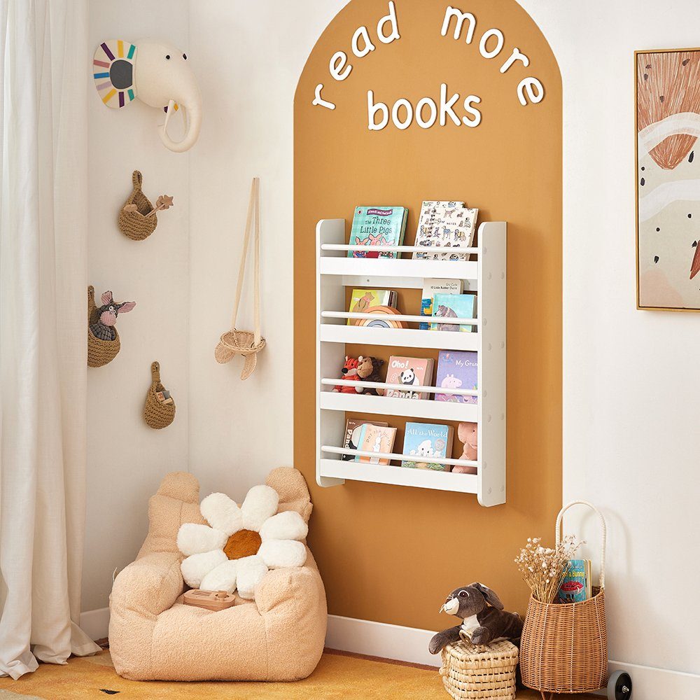 SoBuy Bücherregal KMB08, Kinderregal mit 4 Ablagen für Bücher und Deko