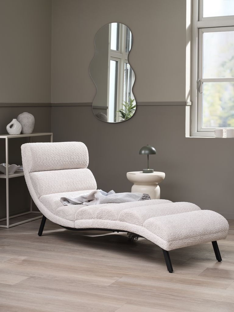 LINDELSE Chaiselongue LINDELSE Plüschstoff in Beige/Schwarz