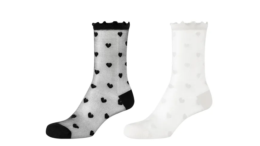 s.Oliver Damen Socken Originals Transparent Ankle Socks 2er Pack schwarz, weiss