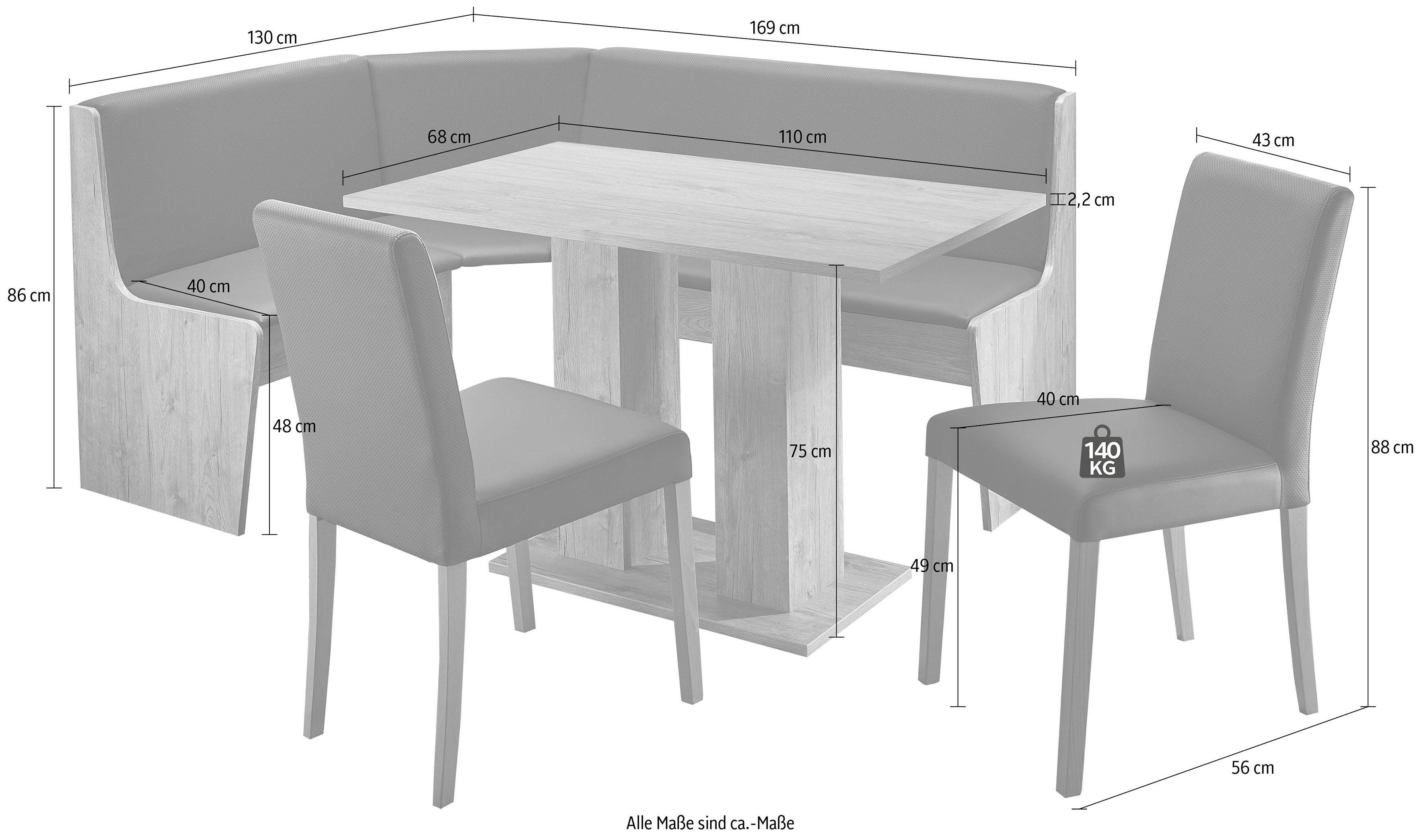 SCHÖSSWENDER Eckbankgruppe Sylt, (Set, 4-tlg), Eckbank ist umstellbar, Eckbank mit Truhe