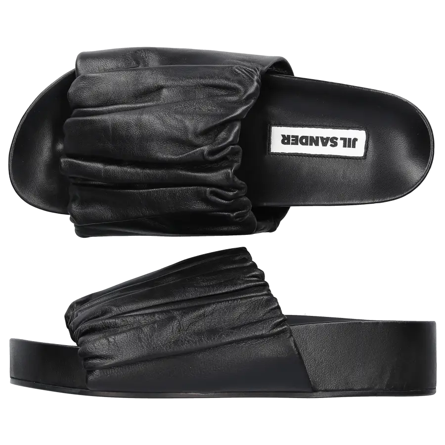 Jil Sander - Sandalen RUCHED Kalbsleder - schwarz