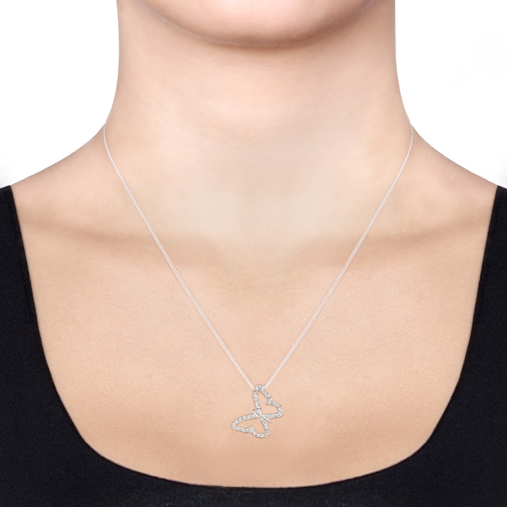 Elli Elli Collier Femme Papillon avec Cristal en Argent Sterling 925 collier