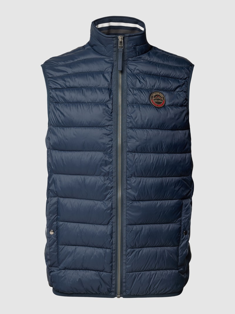 Steppweste mit Label-Patch in marineblau