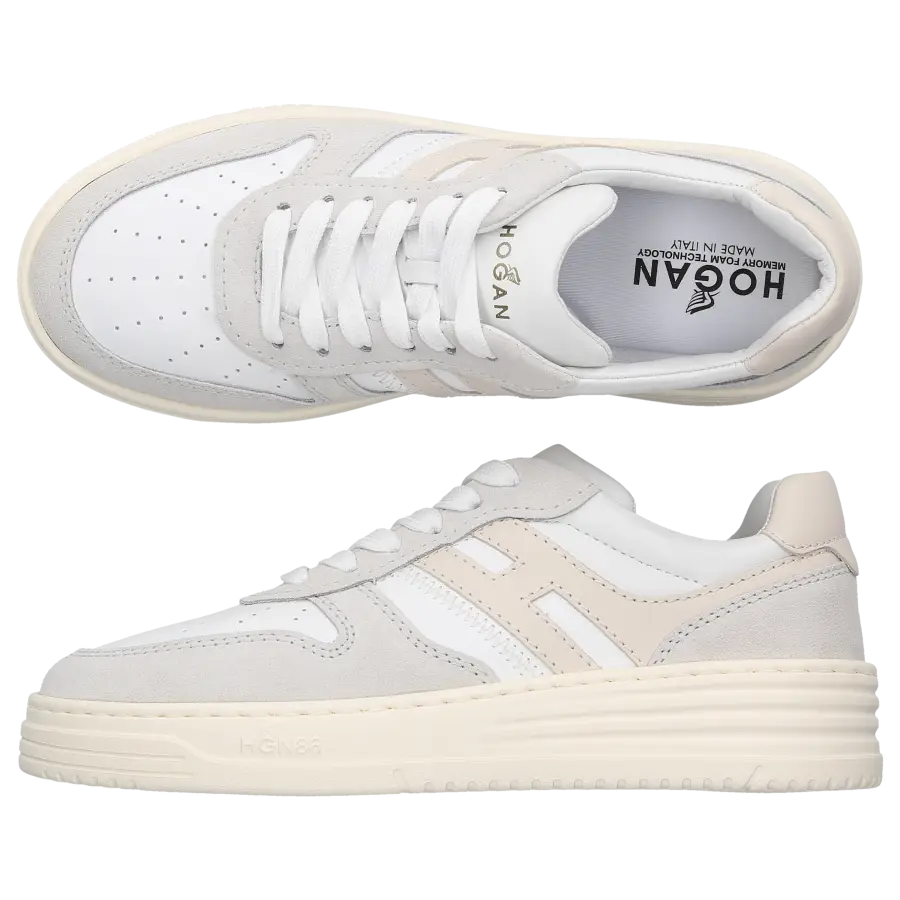 Hogan - Sneaker low H630 Kalbsleder Veloursleder - weiß