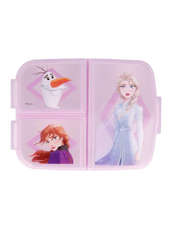 Disney Frozen Anna und Elsa Kinder Premium Lunchbox Brotdose mit 3 Fächern in Rosa günstig kaufen onesize