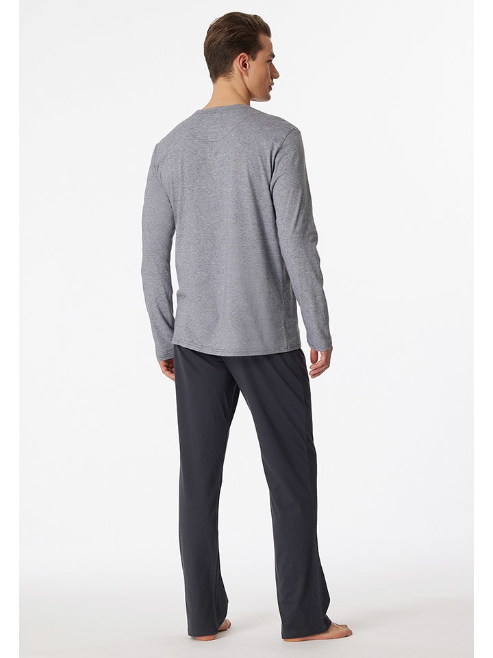 Schiesser Pyjama in Grau/ Anthrazit günstig kaufen
