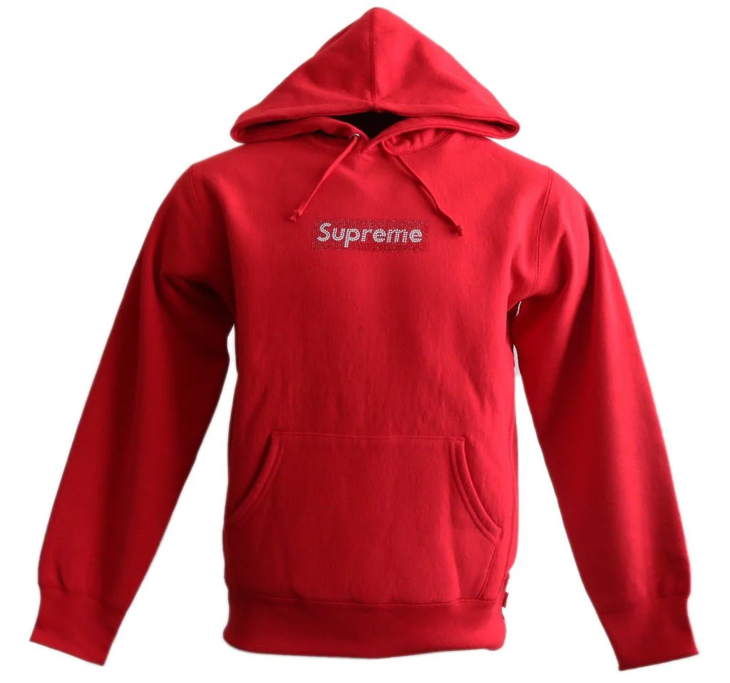 Swarovski Box Logo Hooded Sweatshirt Red
