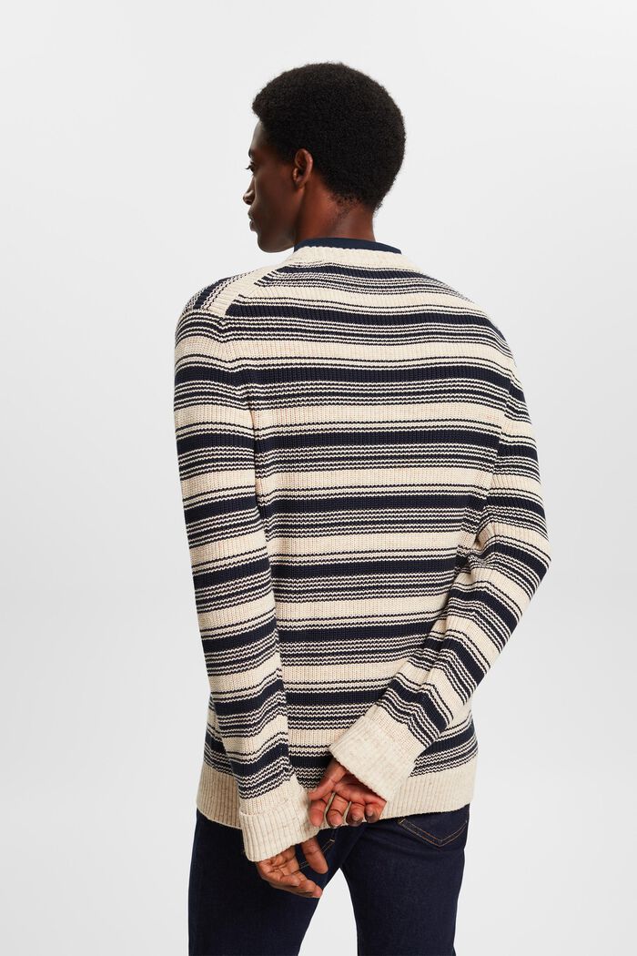 Gestreifter Rundhals-Pullover, 100 % Baumwolle