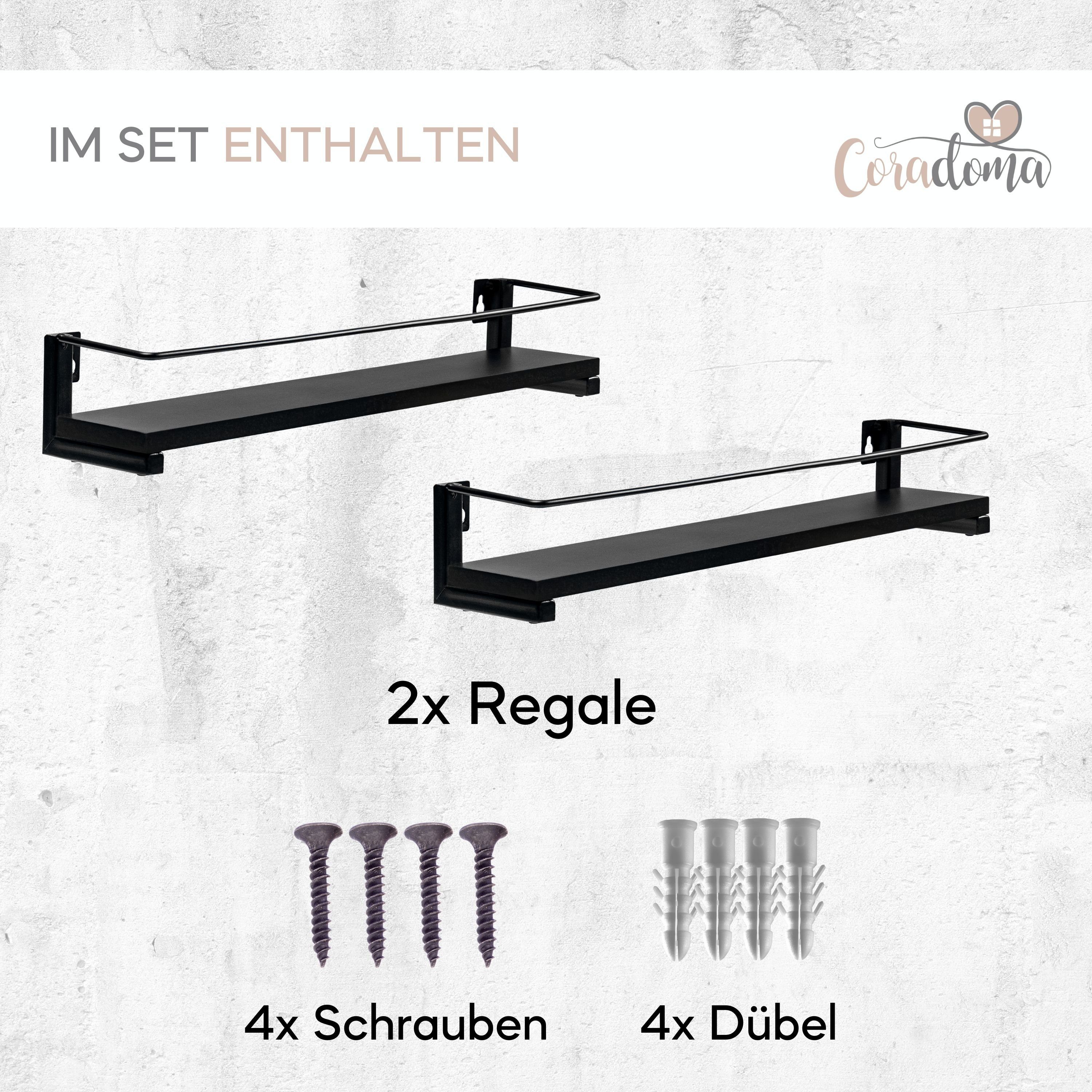 Coradoma Gewürzregal 2er Set für Gewürzgläser Küchen Organizer Gewürzaufbewahrung, Küchenregal Spice Rack 2-tlg., 40x9cm