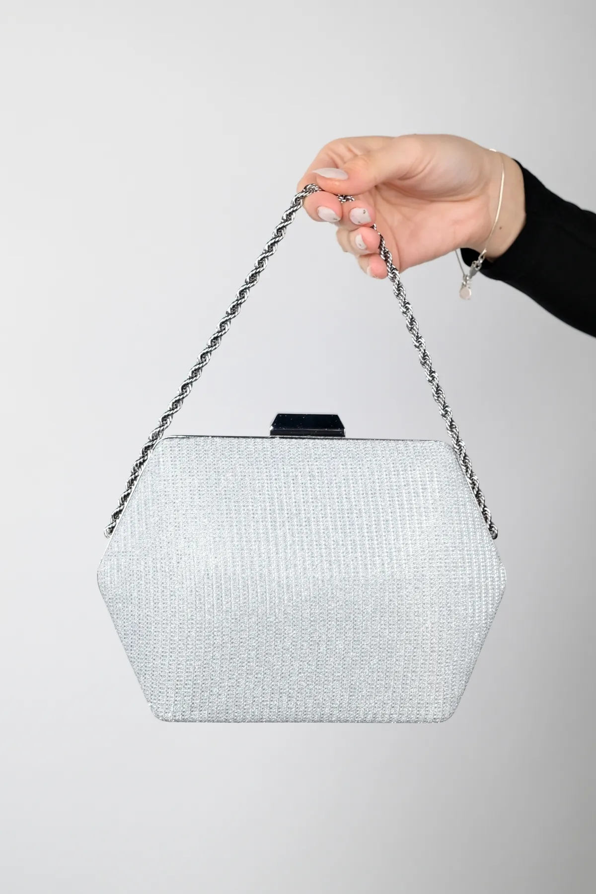 LuviShoes  CUARTO Silber Glitzer Damen Handtasche