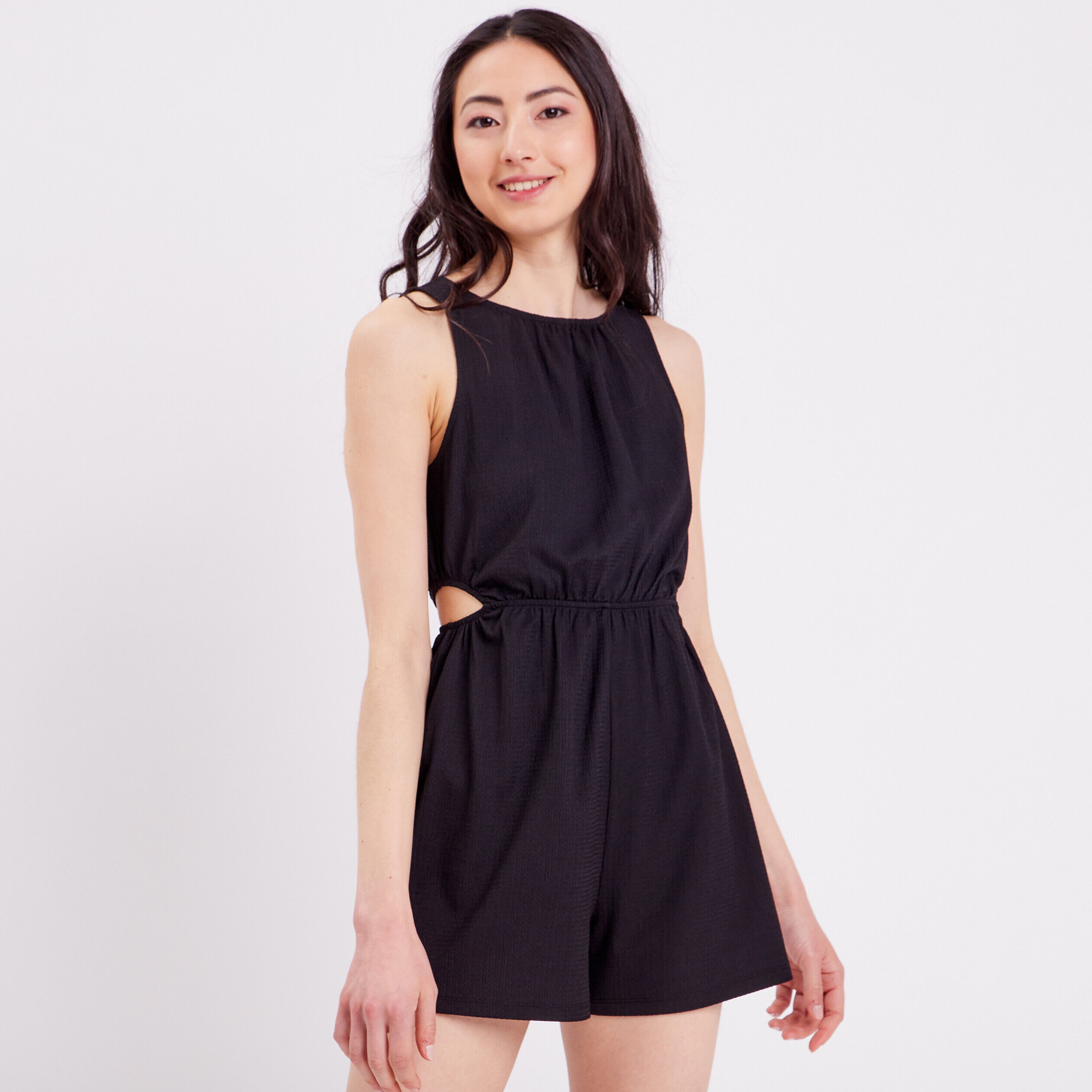 Combishort fluide ouvertures noir femme | Cache Cache