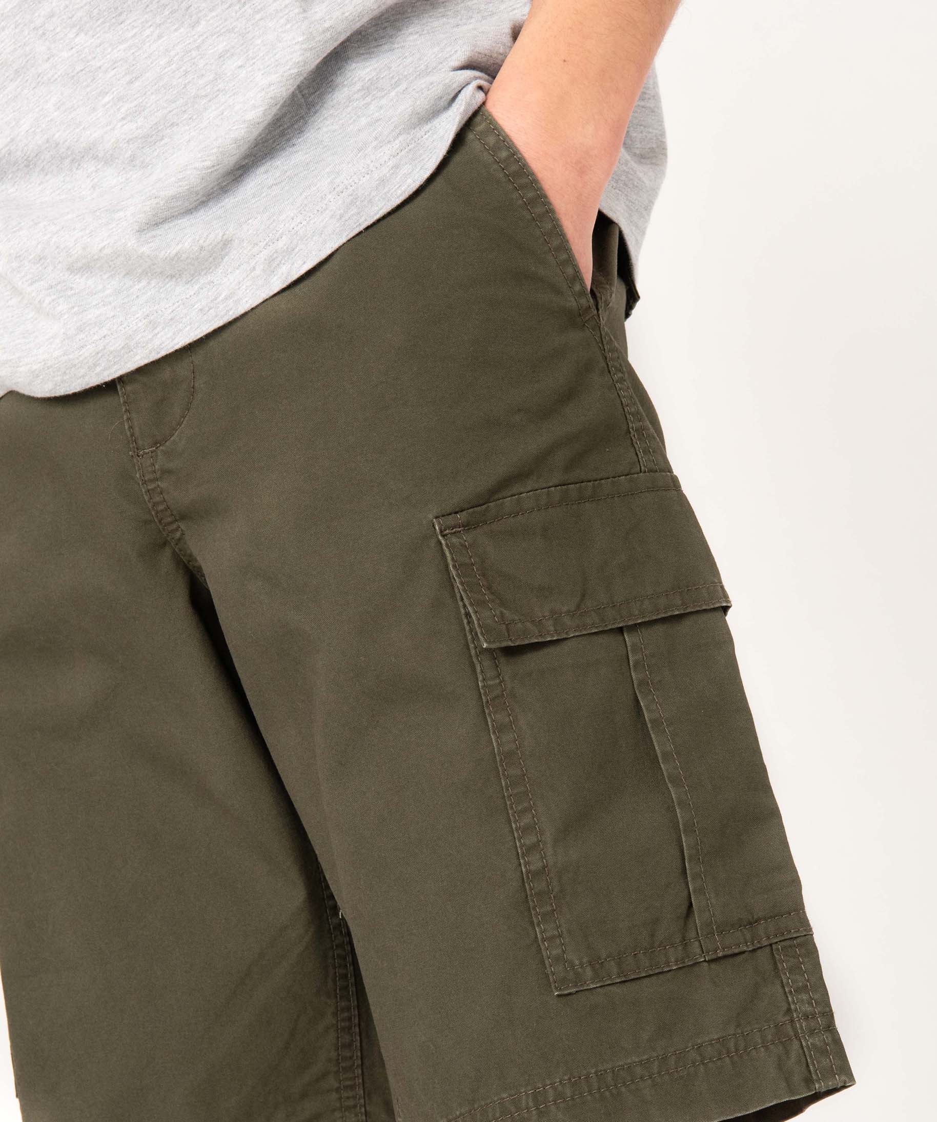 Bermuda homme cargo en toile délavée kaki | GEMO