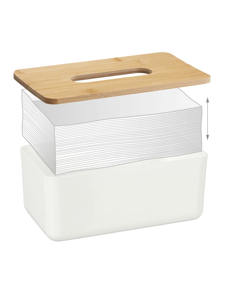 relaxdays Kosmetiktücher Box in Weiß/ Natur - (B)23 x (H)10 x (T)13 cm günstig kaufen onesize