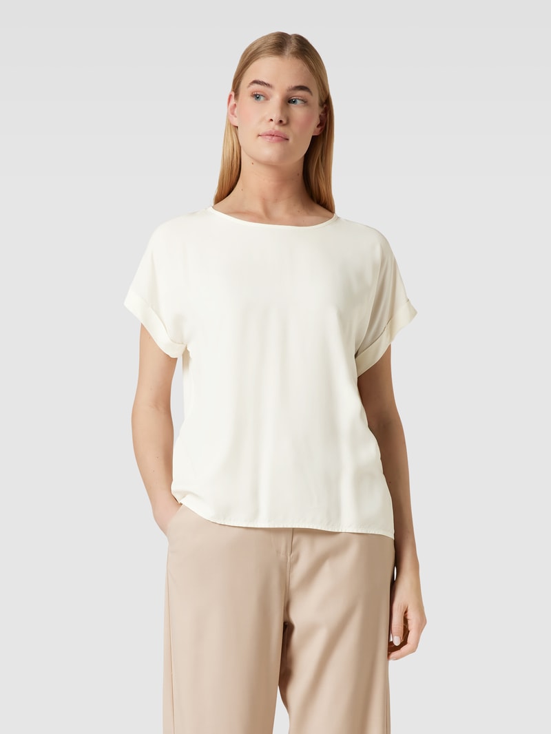 Blusenshirt aus reiner Viskose mit Kellerfalte in offwhite