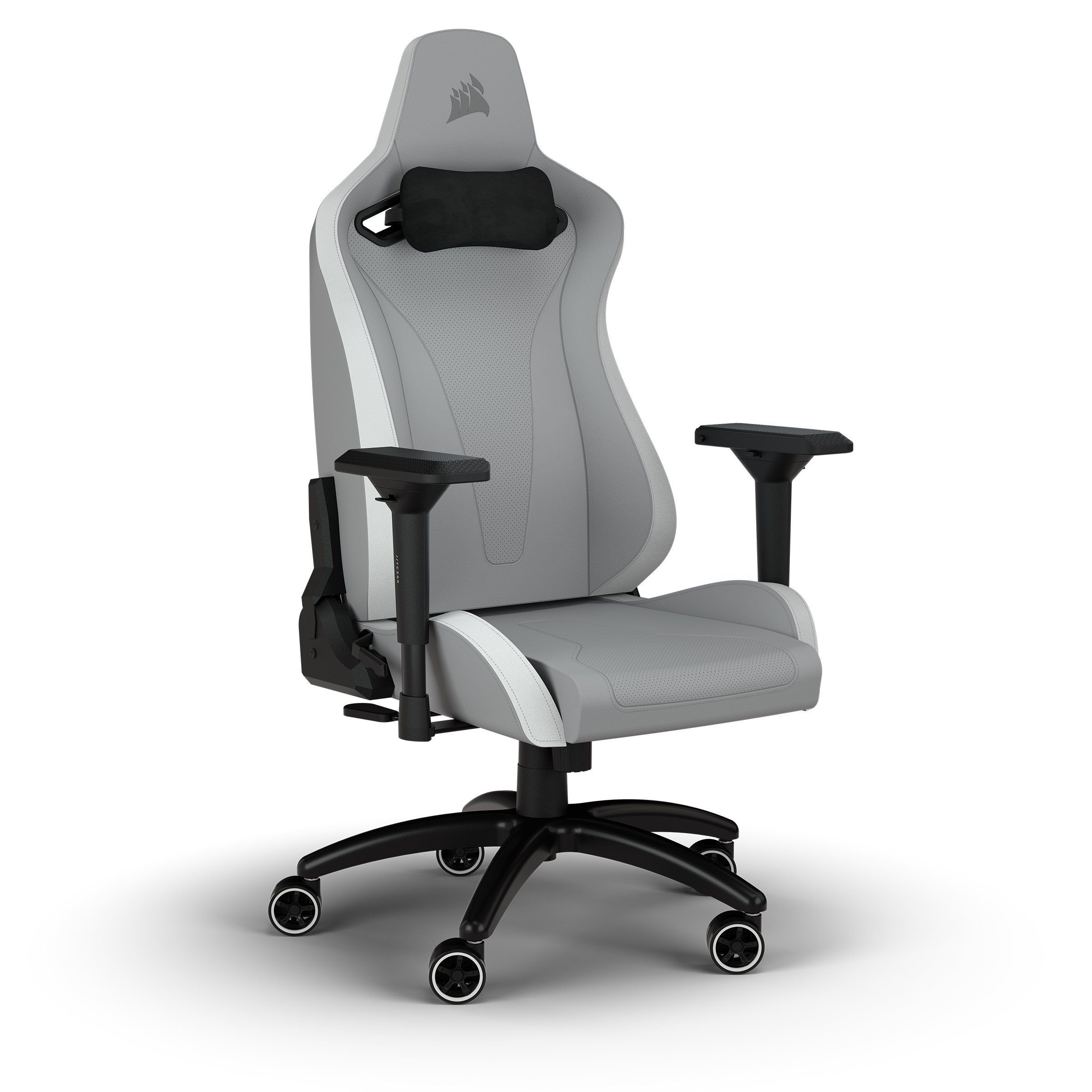 Corsair Gaming-Stuhl TC200 Leatherette Gaming Chair, Standard Fit, Light Grey/White
