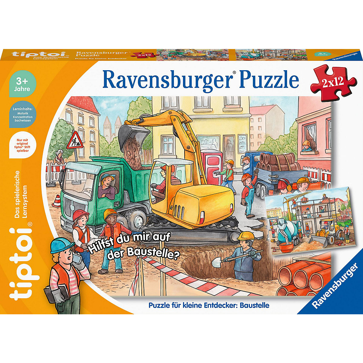 tiptoi® Puzzle für kleine Entdecker: Baustelle, 2 x 12 Teile
